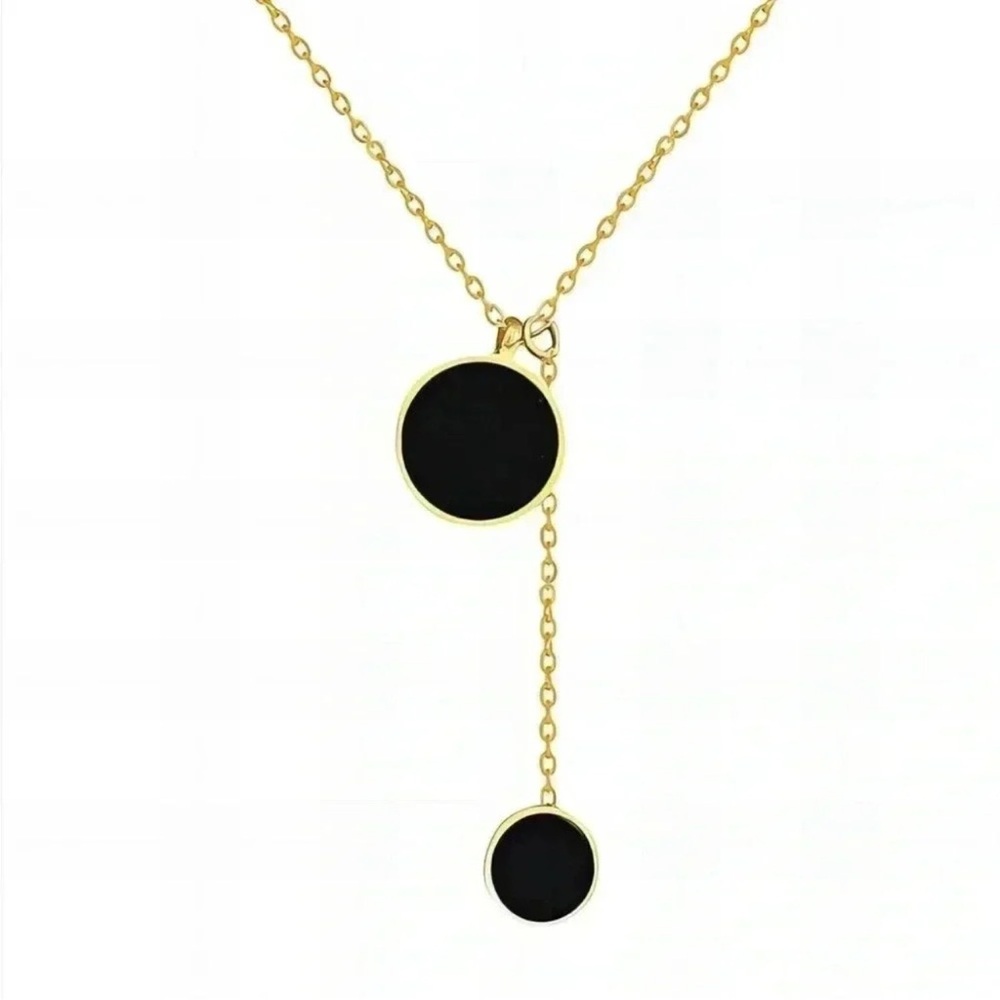 ✅NEW✅ 18K Gold Plated Titanium Steel W/ 2 Circle Pendant Necklace